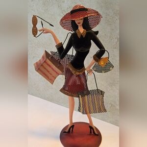 Glamorous Lady Jewelry Holder Metal Figurine